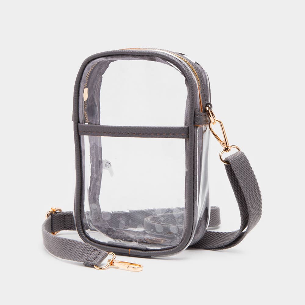 Clear Transparent Rectangle Crossbody Bag: Red
