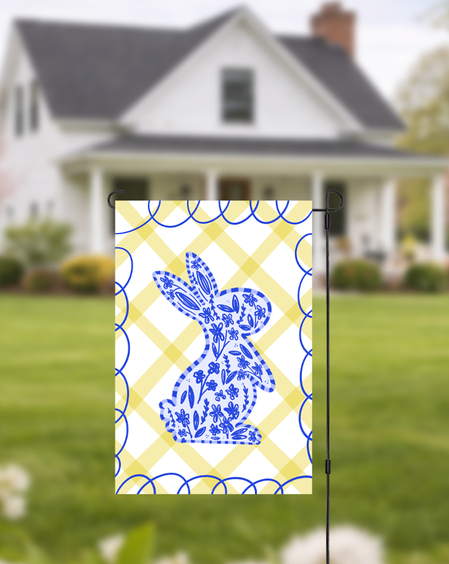 Doodles By Rebekah - Chinoiserie Rabbit Garden Flag