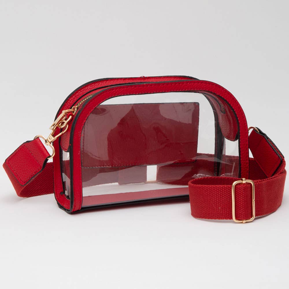 Crossbody Camera Bag: Clear,Orange