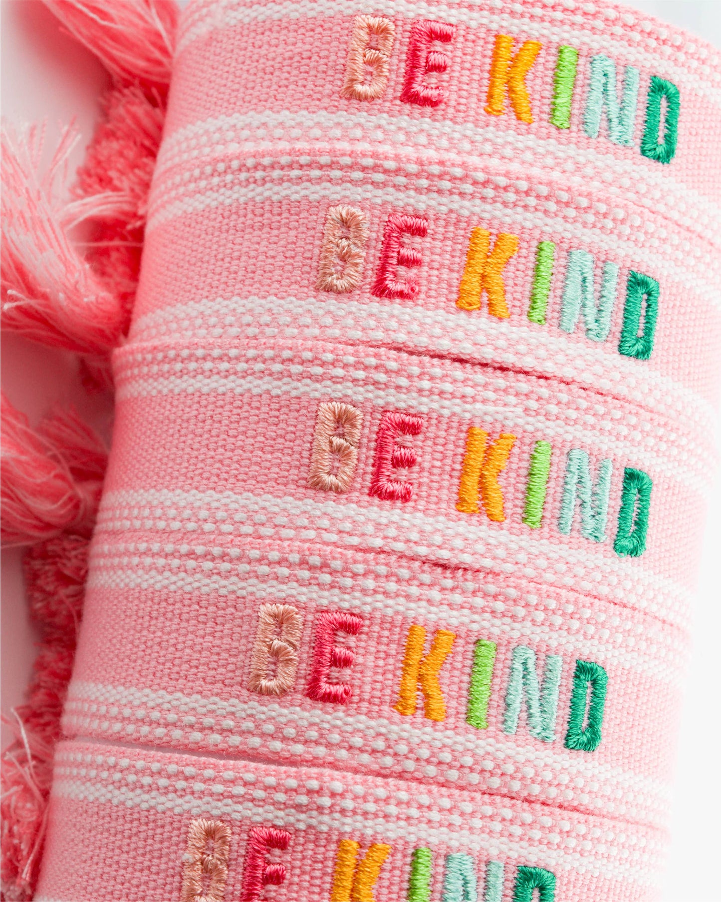 Cleary Lane - Colorful Embroidered Bracelets: Hot Pink | Be Kind