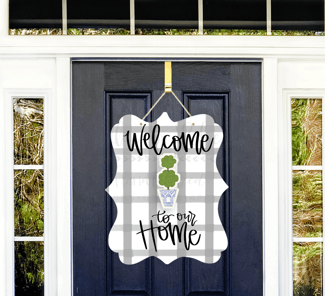 Doodles By Rebekah - Interchangeable Door Hangers for Attachments!: Quatrefoil (Gray Stripes)