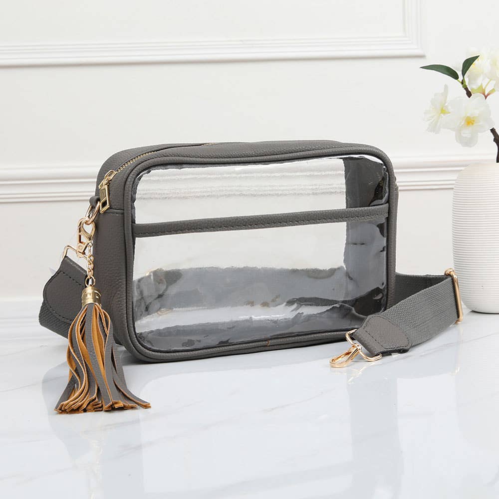 Transparent Rectangular Crossbody Bag: Clear,Navy