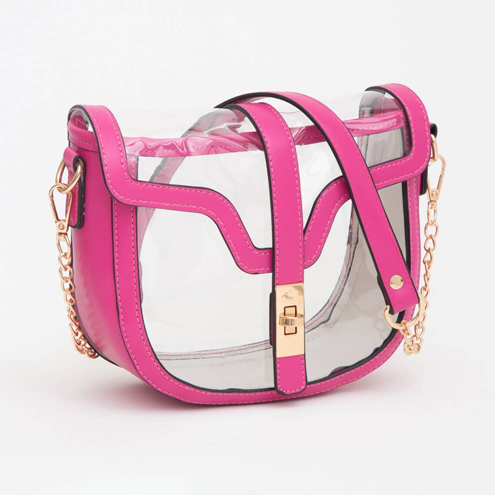 Clear Transparent Saddle Bag: Red
