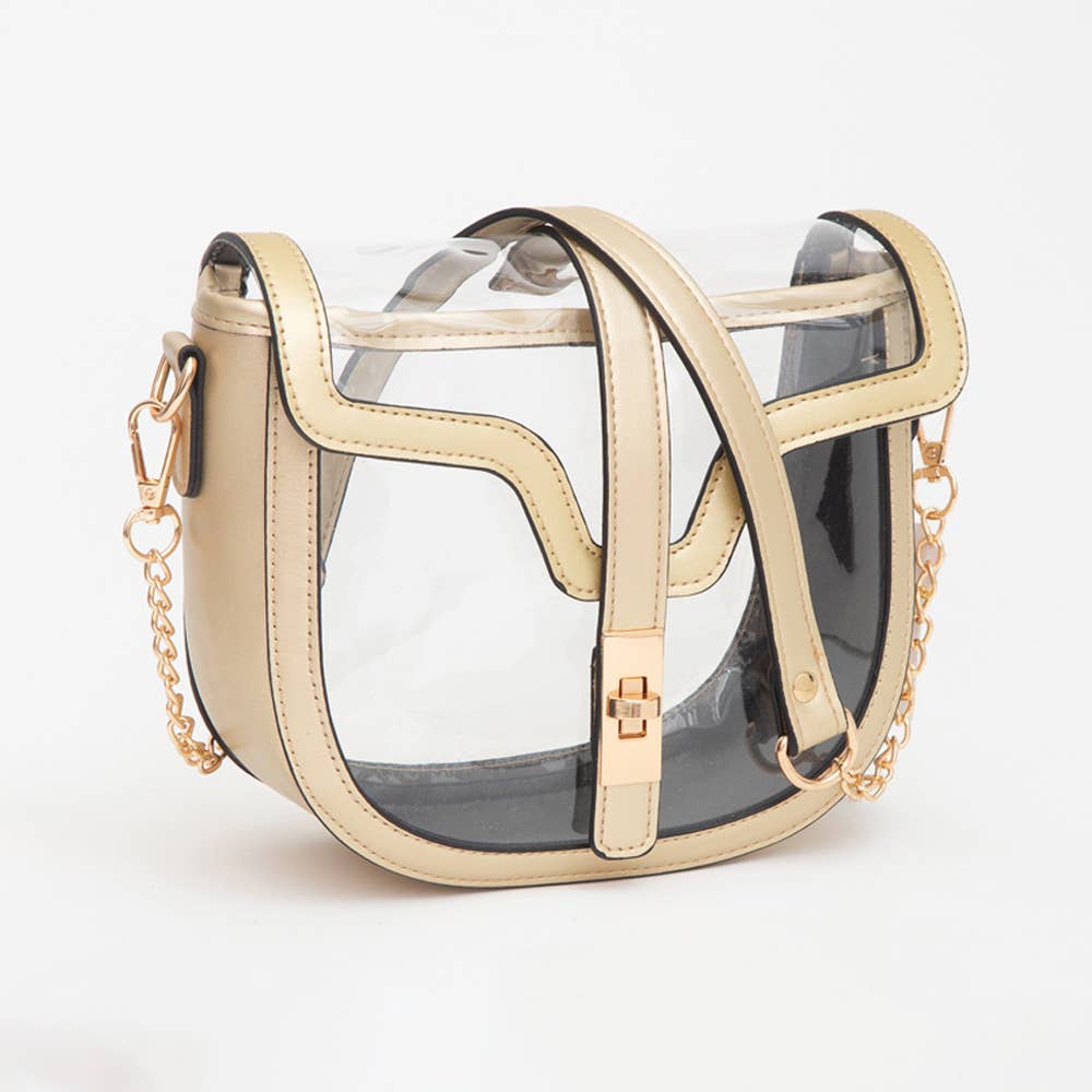 Clear Transparent Saddle Bag: Blue