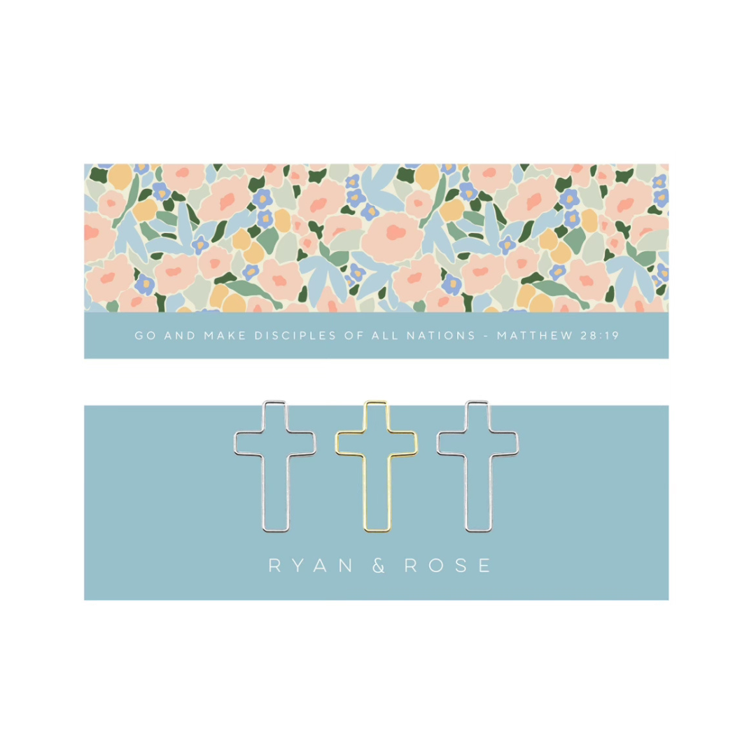 Ryan & Rose - Bookmark + Cross Paper Clips: Bookmark + Cross Paper Clips