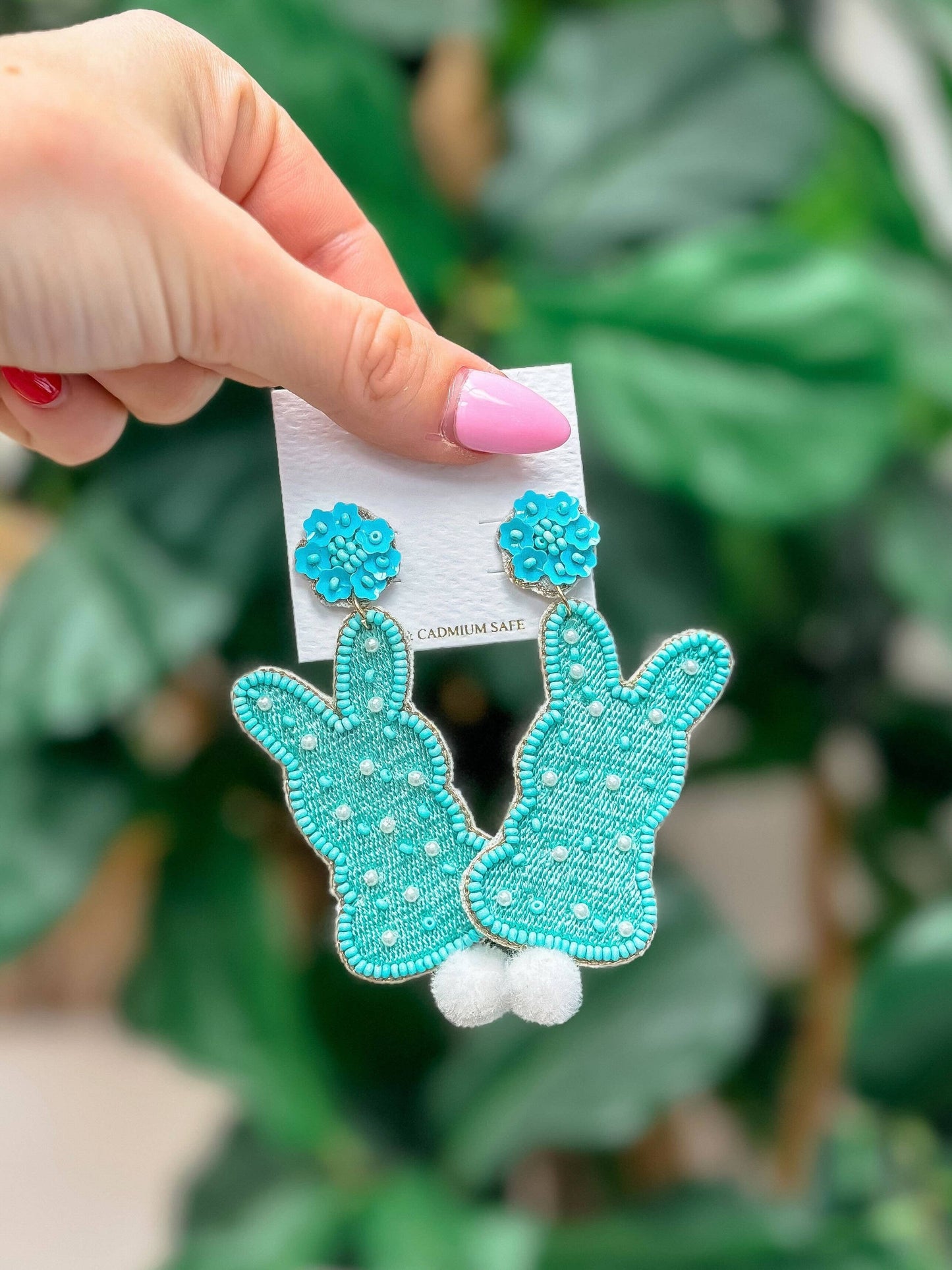 Prep Obsessed Wholesale - Easter Bunny Beaded Dangle Earrings: Pink