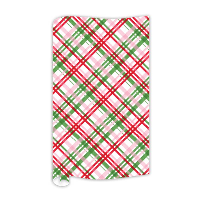 RosanneBeck Collections - Handpainted Red Pink and Green Plaid Wrapping Paper