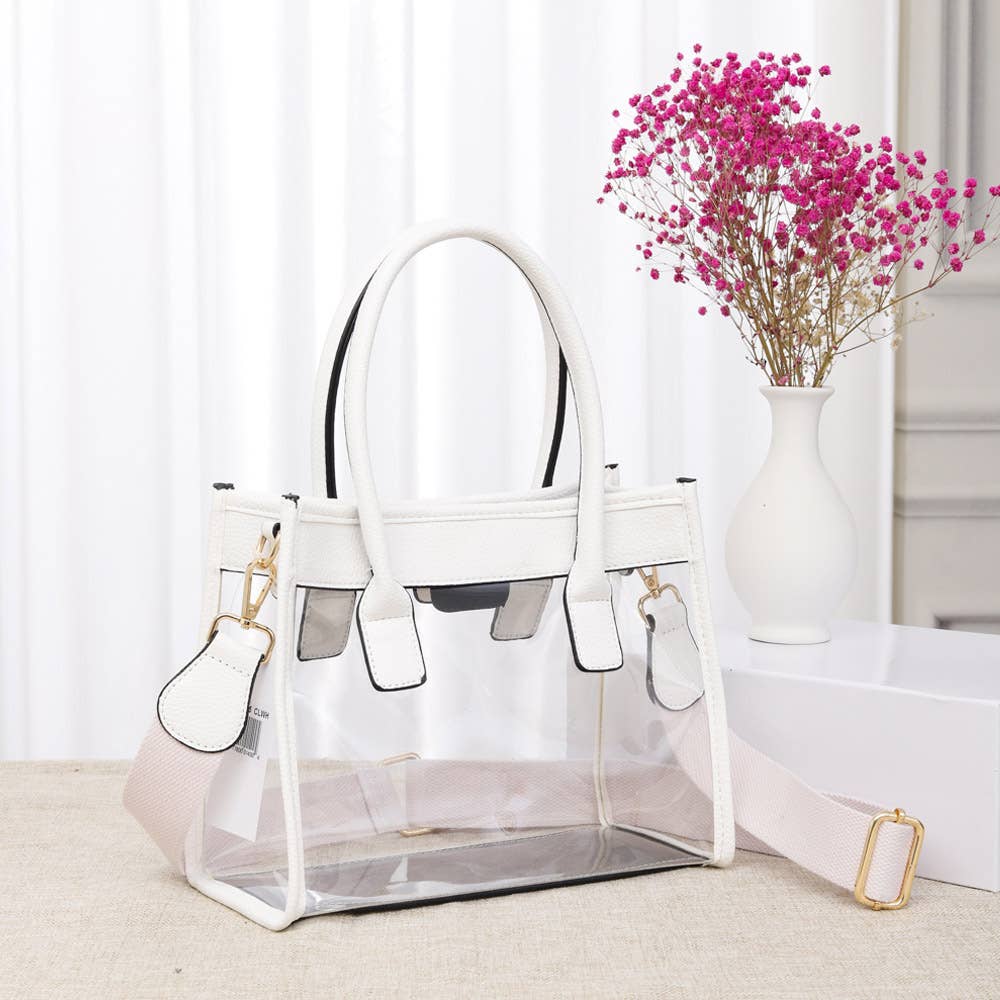 Clear Tote / Crossbody Bag: Royal Blue