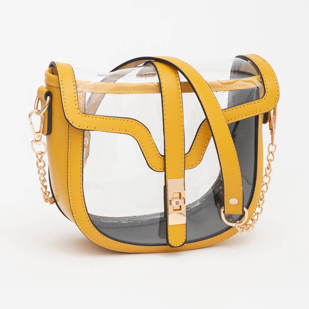 Clear Transparent Saddle Bag: Red