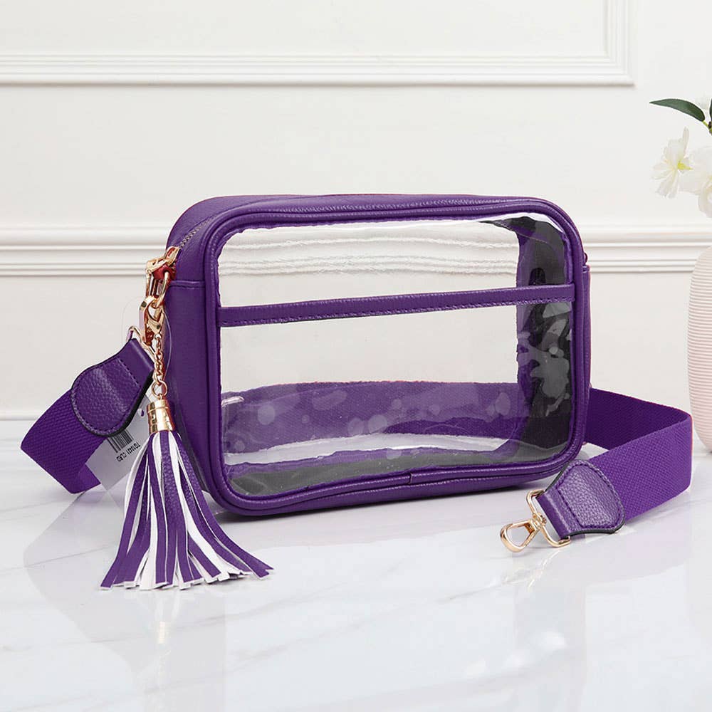 Transparent Rectangular Crossbody Bag: Clear,Navy