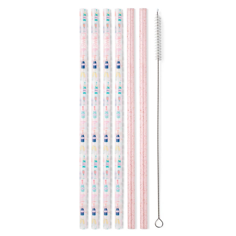 Swig Life - Pop Fizz + Pink Glitter Reusable Straw Set
