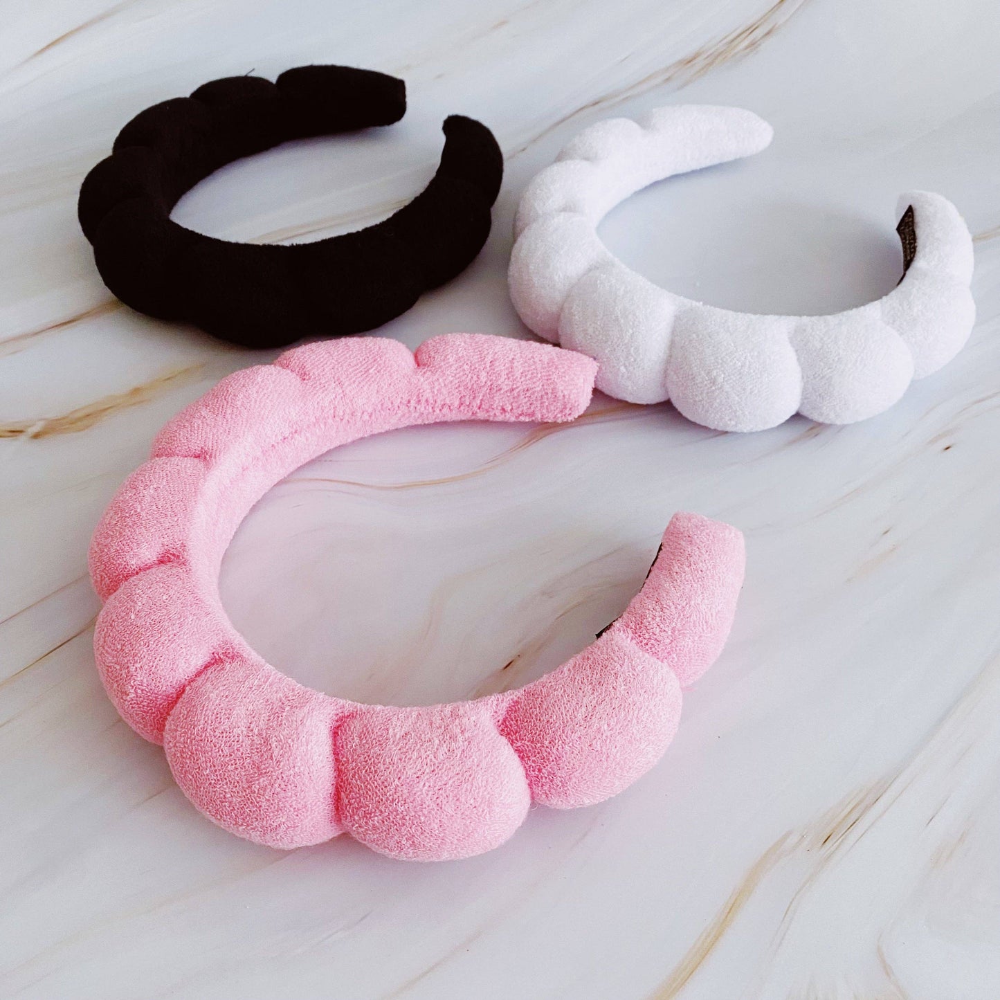 Terry Puffy Soft Headband: White