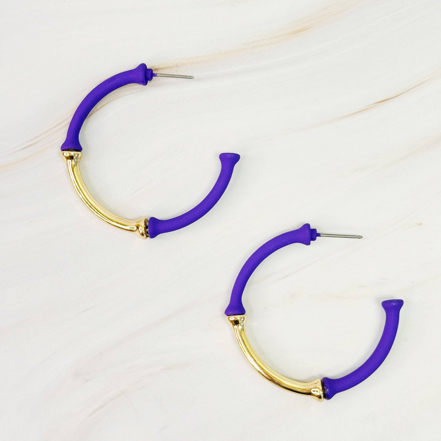 Ellison+Young - Color Coated Bamboo Hoop Earrings: White