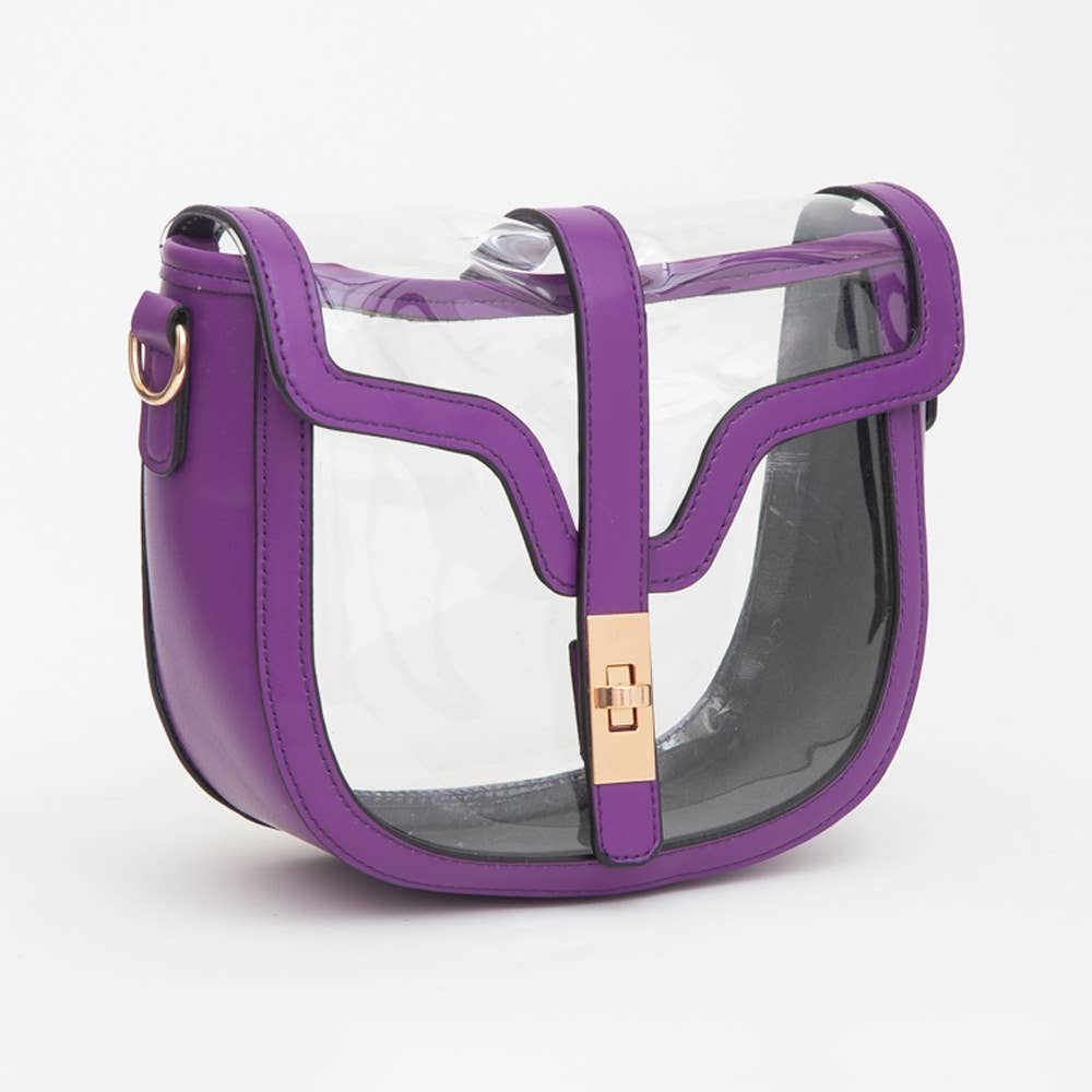Clear Transparent Saddle Bag: Red