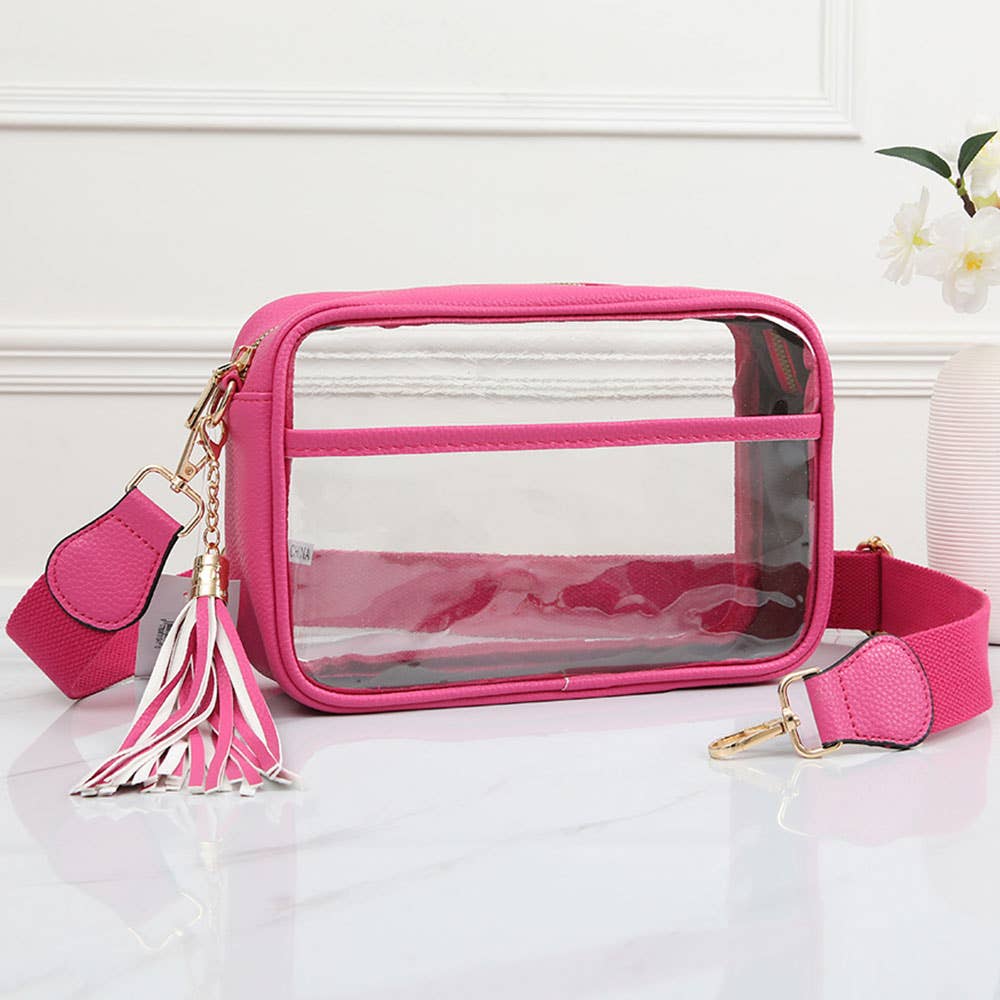 Transparent Rectangular Crossbody Bag: Clear,Navy