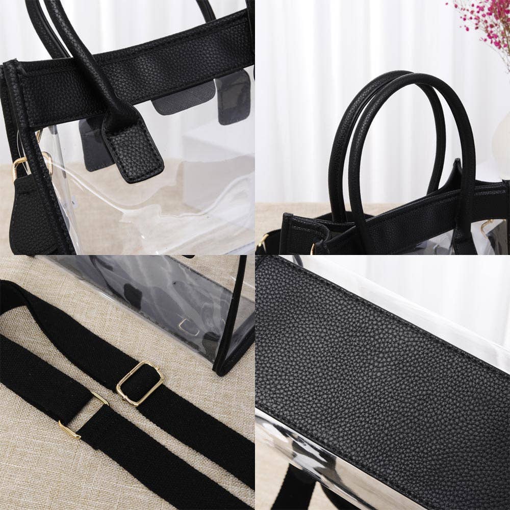 Clear Tote / Crossbody Bag: Royal Blue