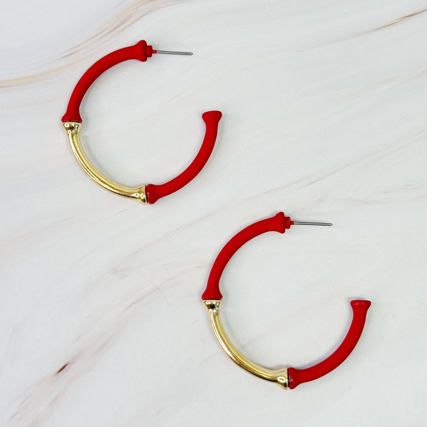 Ellison+Young - Color Coated Bamboo Hoop Earrings: White