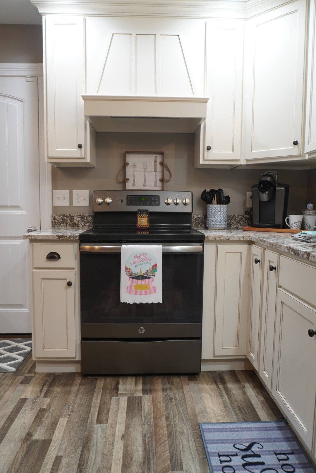 Doodles By Rebekah - Custom Name- Pink Snow Globe Scalloped Tea Towel