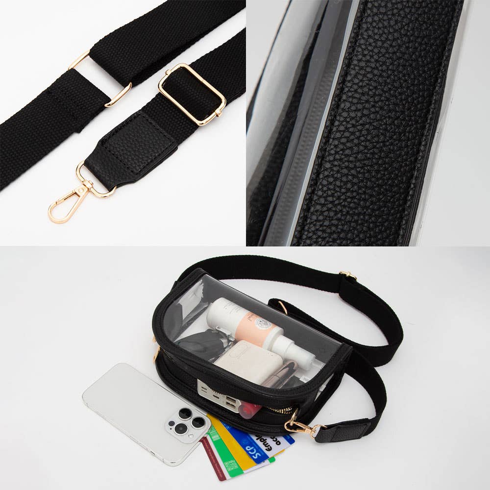 Crossbody Camera Bag: Clear,Orange