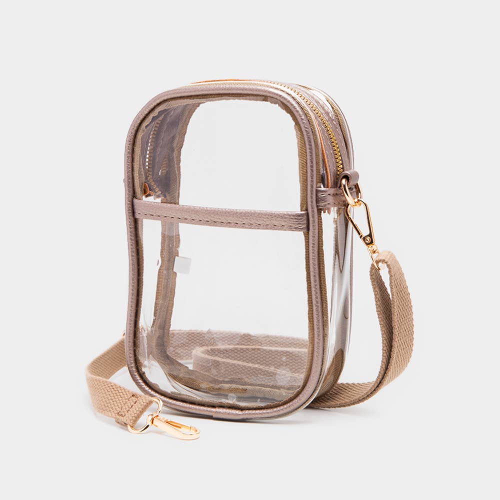 Clear Transparent Rectangle Crossbody Bag: Red