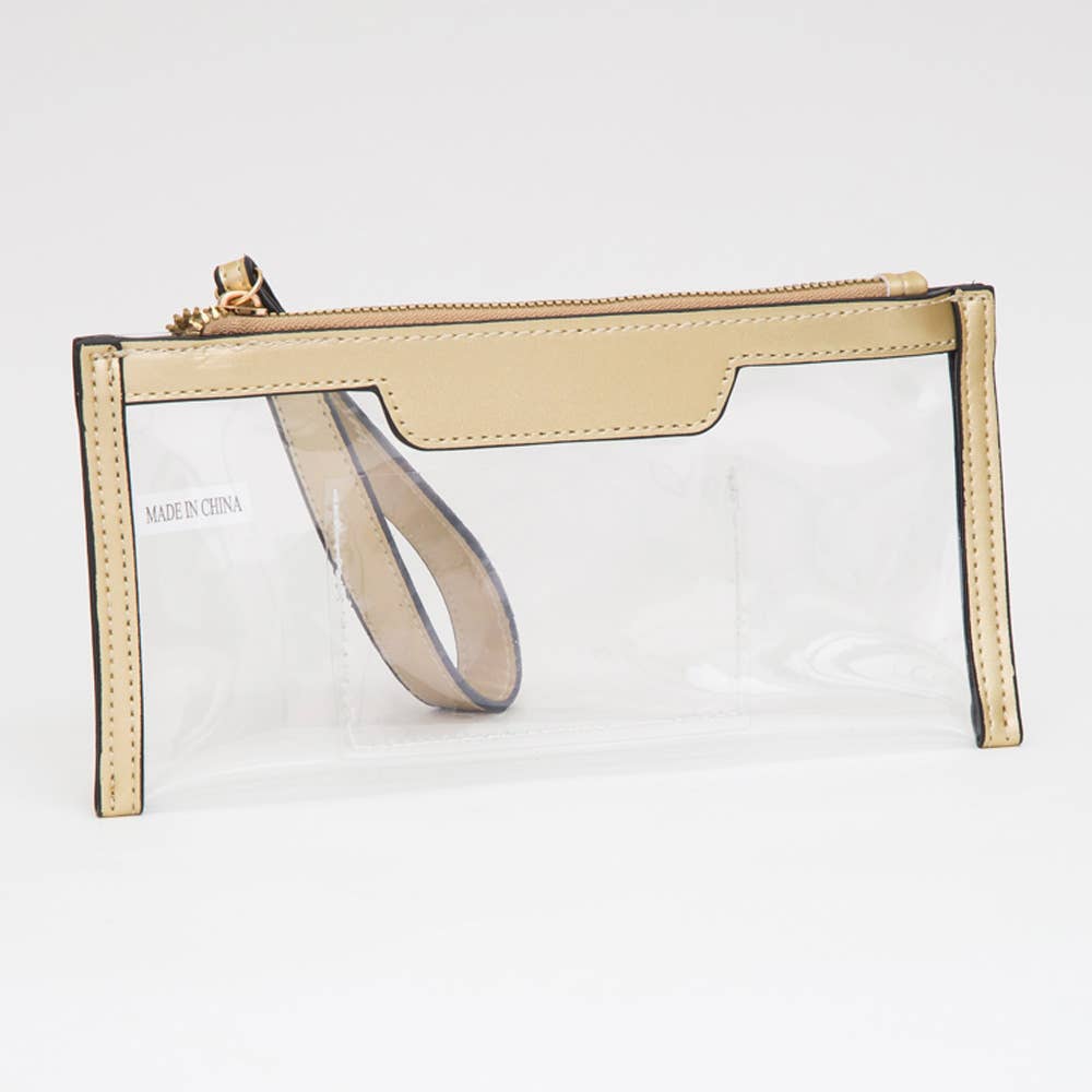 Clear Flap Wristlet Pouch / Clutch Bag: NAVY