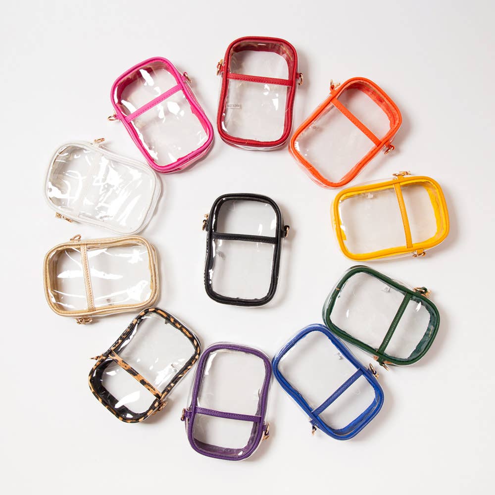 Clear Transparent Rectangle Crossbody Bag: Red