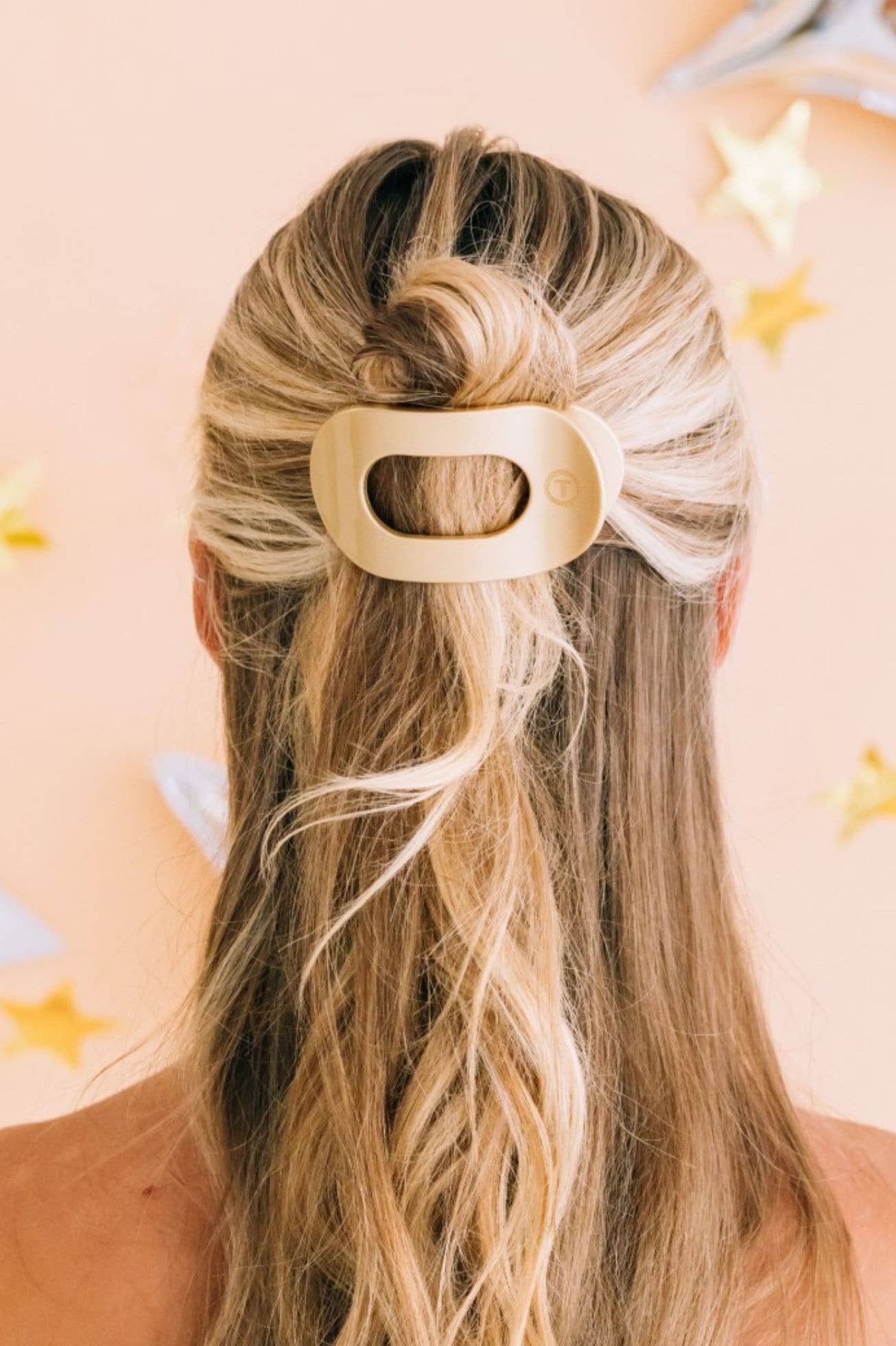 TELETIES - Round Flat Hair Clip | Small | Champagne Toast
