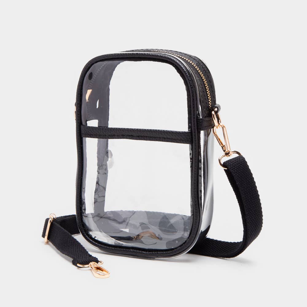 Clear Transparent Rectangle Crossbody Bag: Red