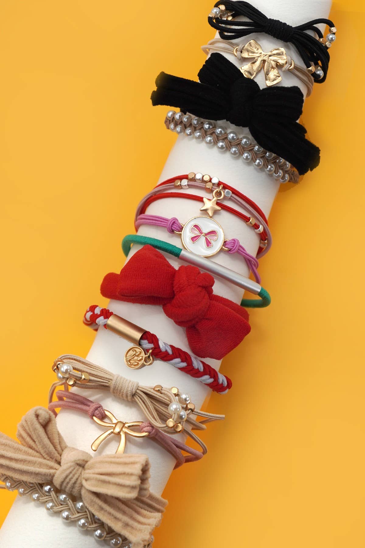 Ivory - JOSSLYN by wall to wall - BOHO DUAL FUNCTION KNOT BRACELET HAIR TIES
