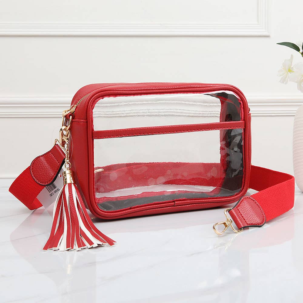 Transparent Rectangular Crossbody Bag: Clear,Navy