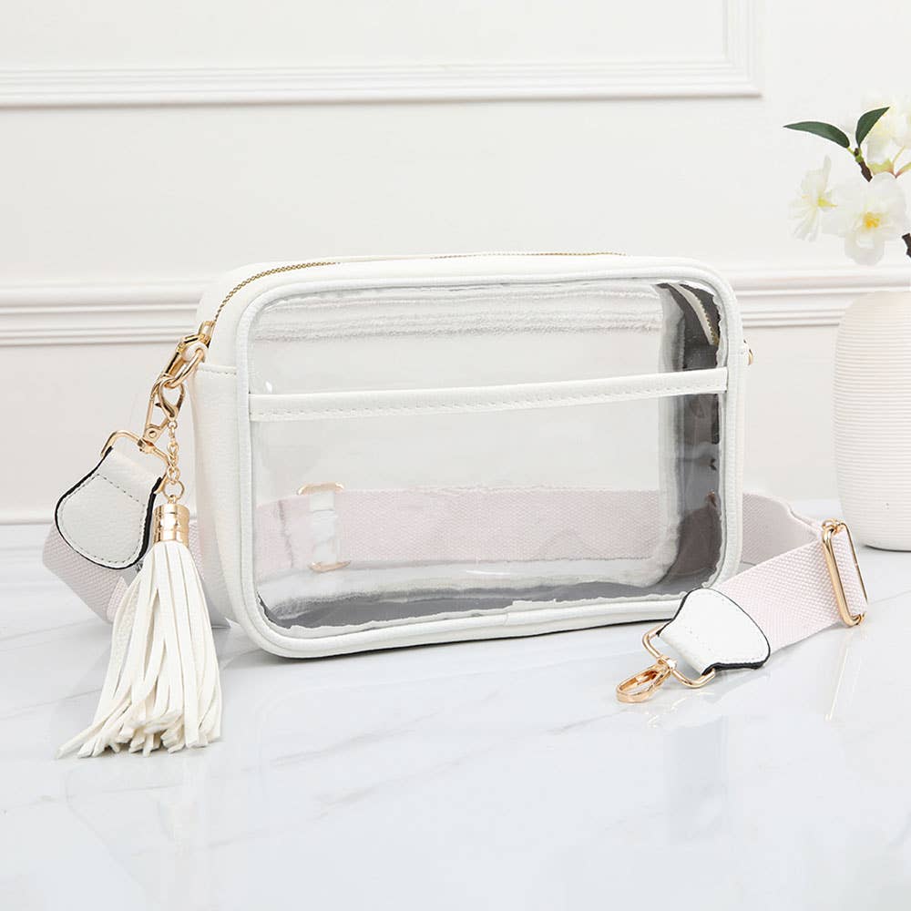 Transparent Rectangular Crossbody Bag: Clear,Navy