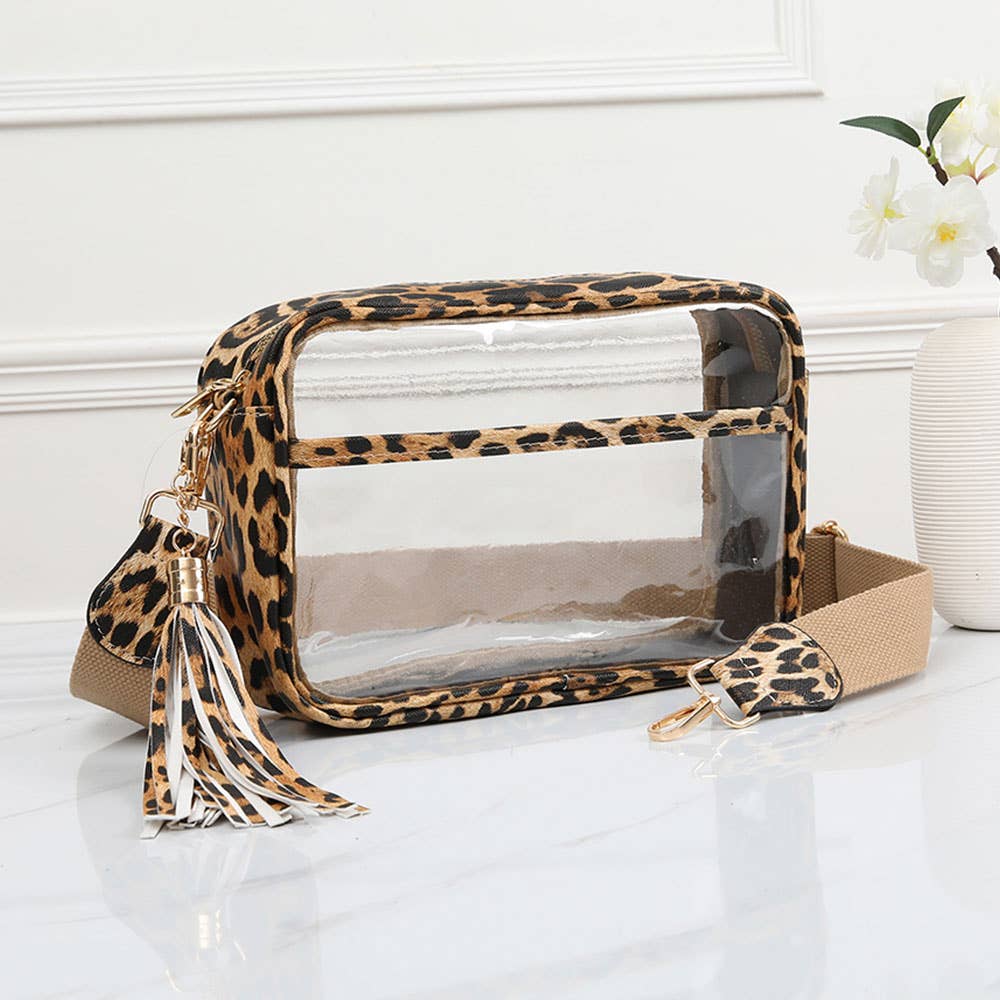 Transparent Rectangular Crossbody Bag: Clear,Navy