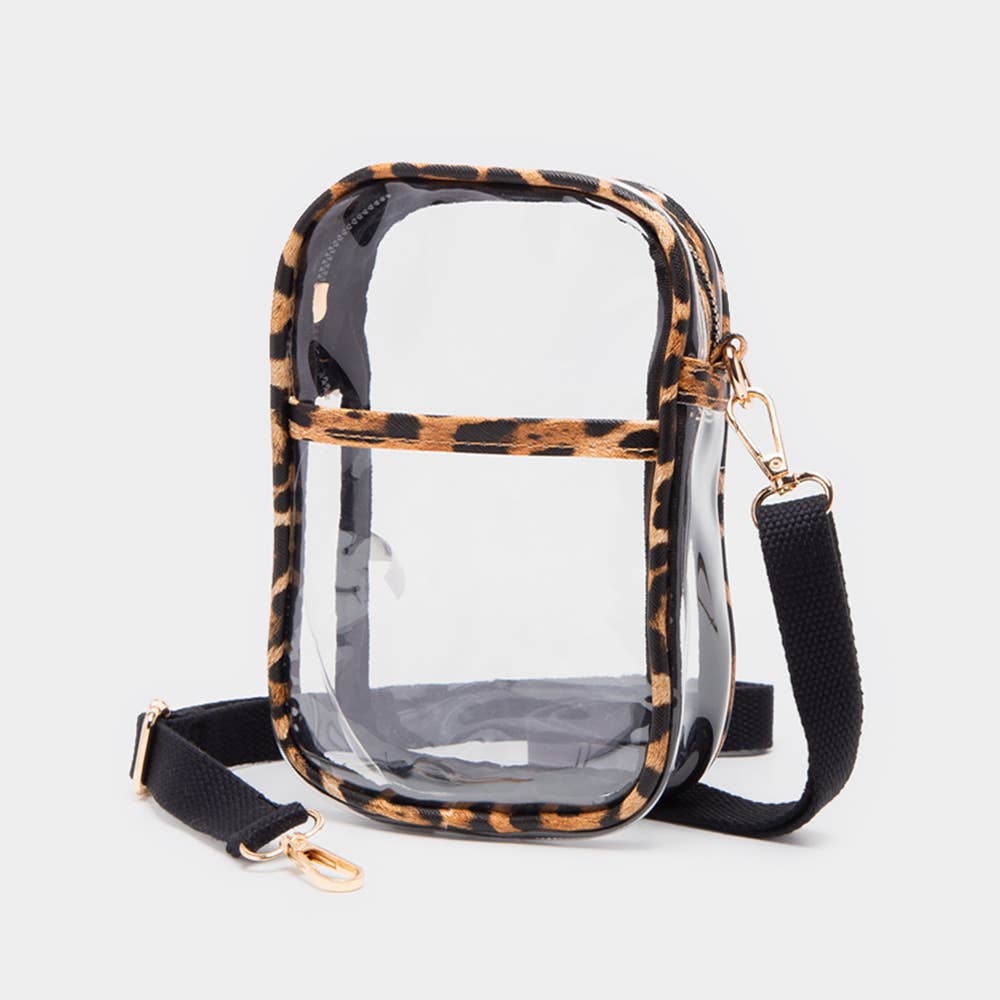 Clear Transparent Rectangle Crossbody Bag: Red
