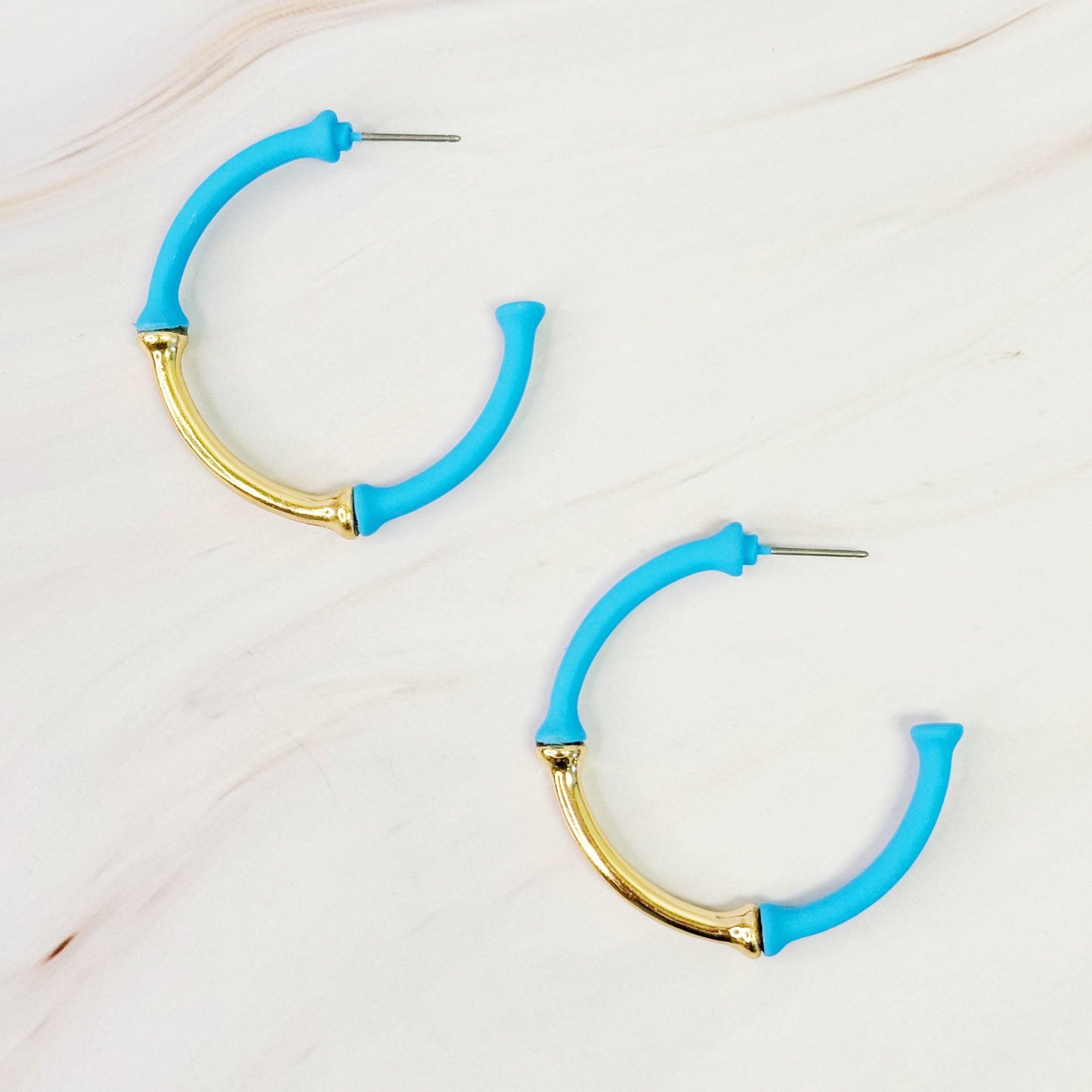 Ellison+Young - Color Coated Bamboo Hoop Earrings: White
