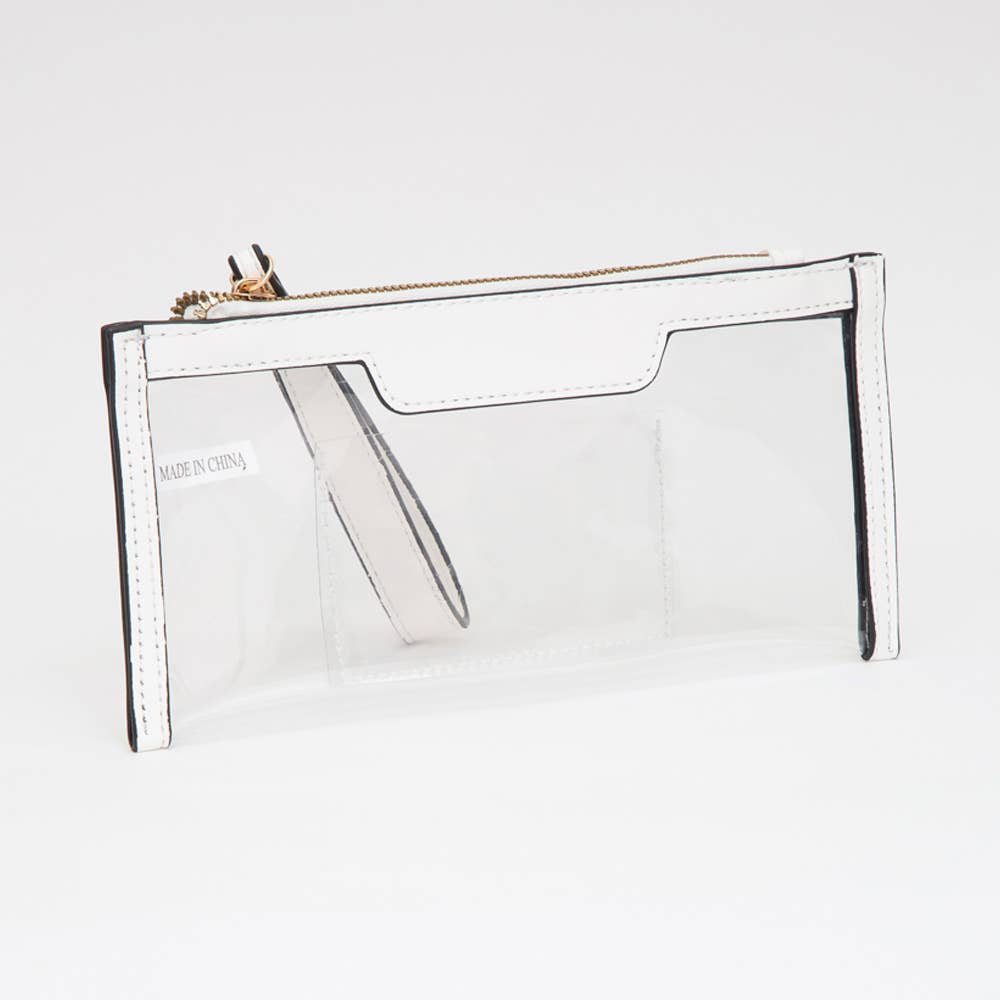 Clear Flap Wristlet Pouch / Clutch Bag: NAVY