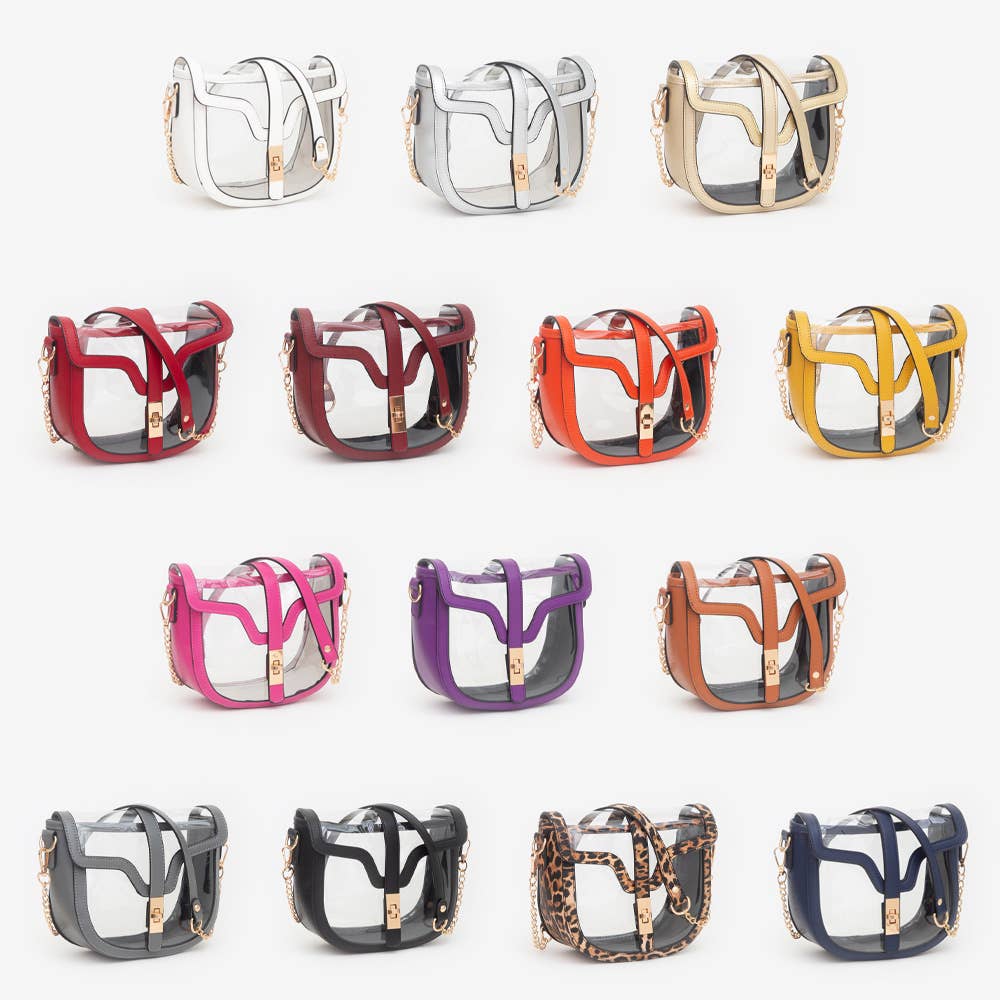 Clear Transparent Saddle Bag: Red
