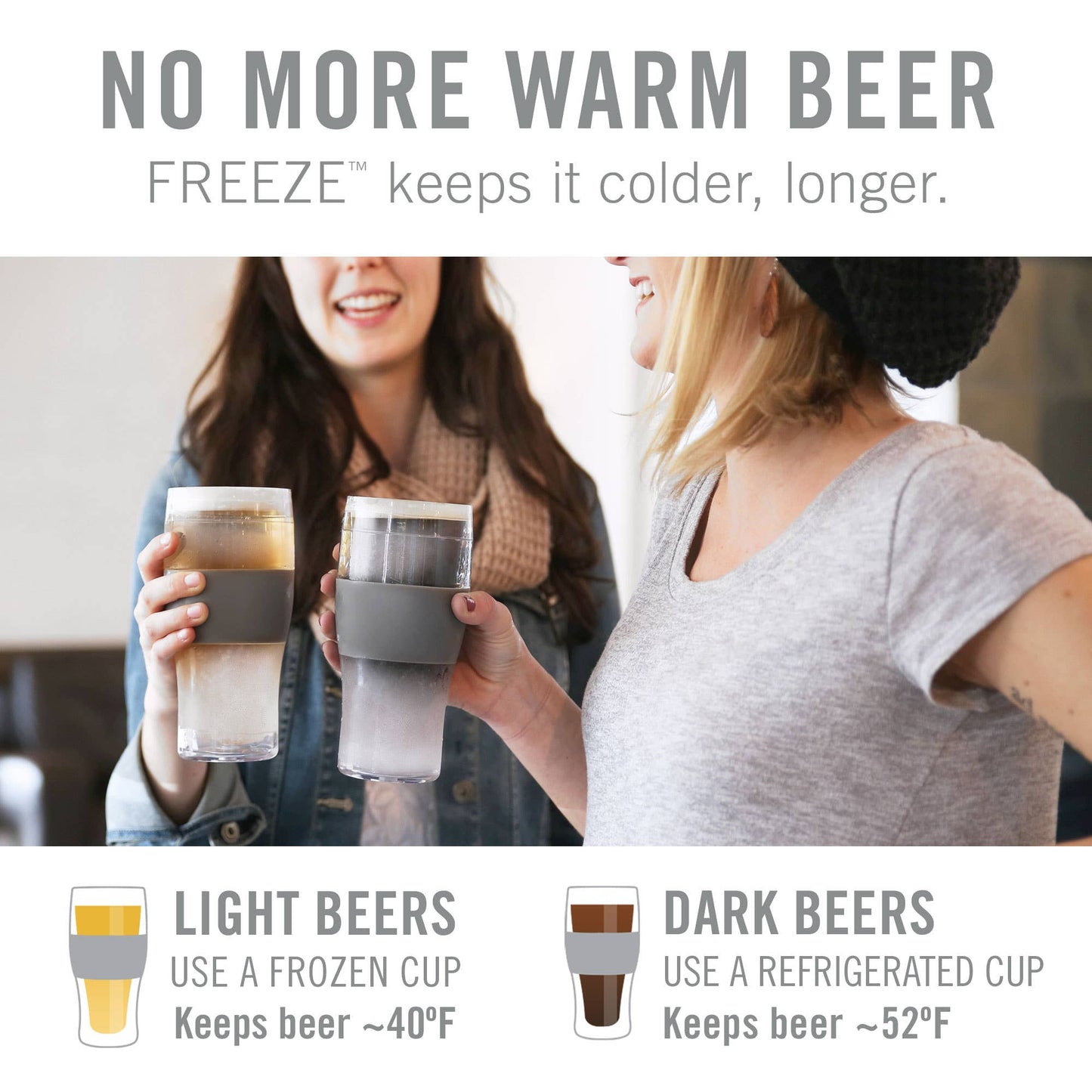 HOST - Beer FREEZE™ Cooling Cup Insulated w/ Cooling Gel - Gray