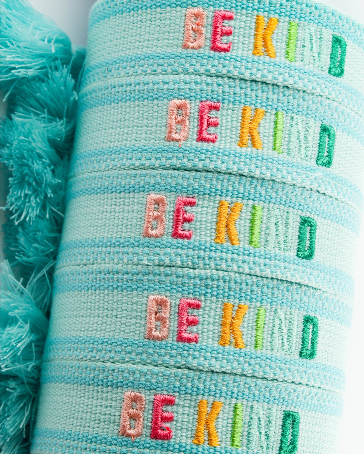 Cleary Lane - Colorful Embroidered Bracelets: Hot Pink | Be Kind