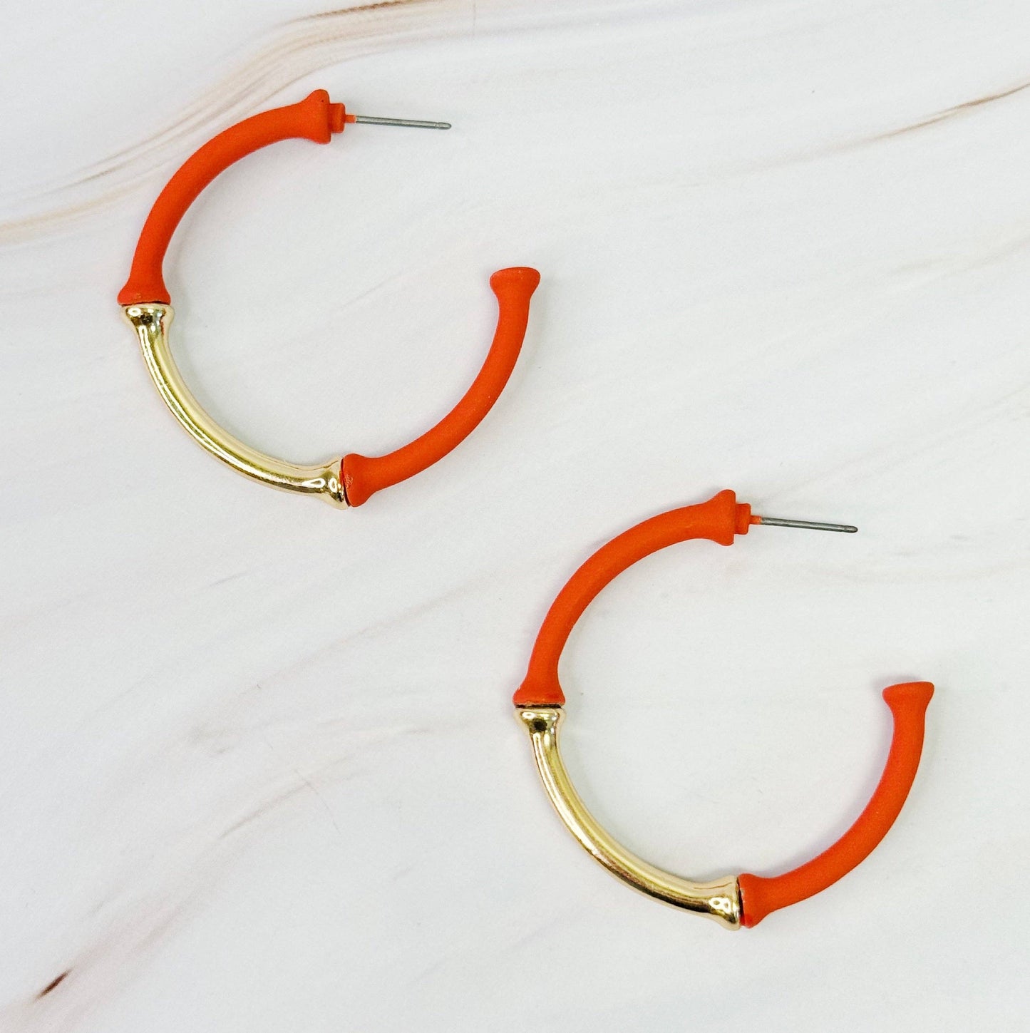 Ellison+Young - Color Coated Bamboo Hoop Earrings: White
