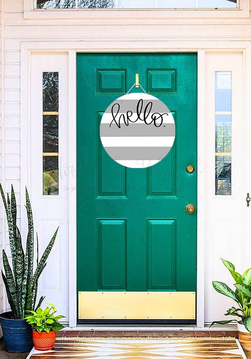 Doodles By Rebekah - Interchangeable Door Hangers for Attachments!: Quatrefoil (Gray Stripes)