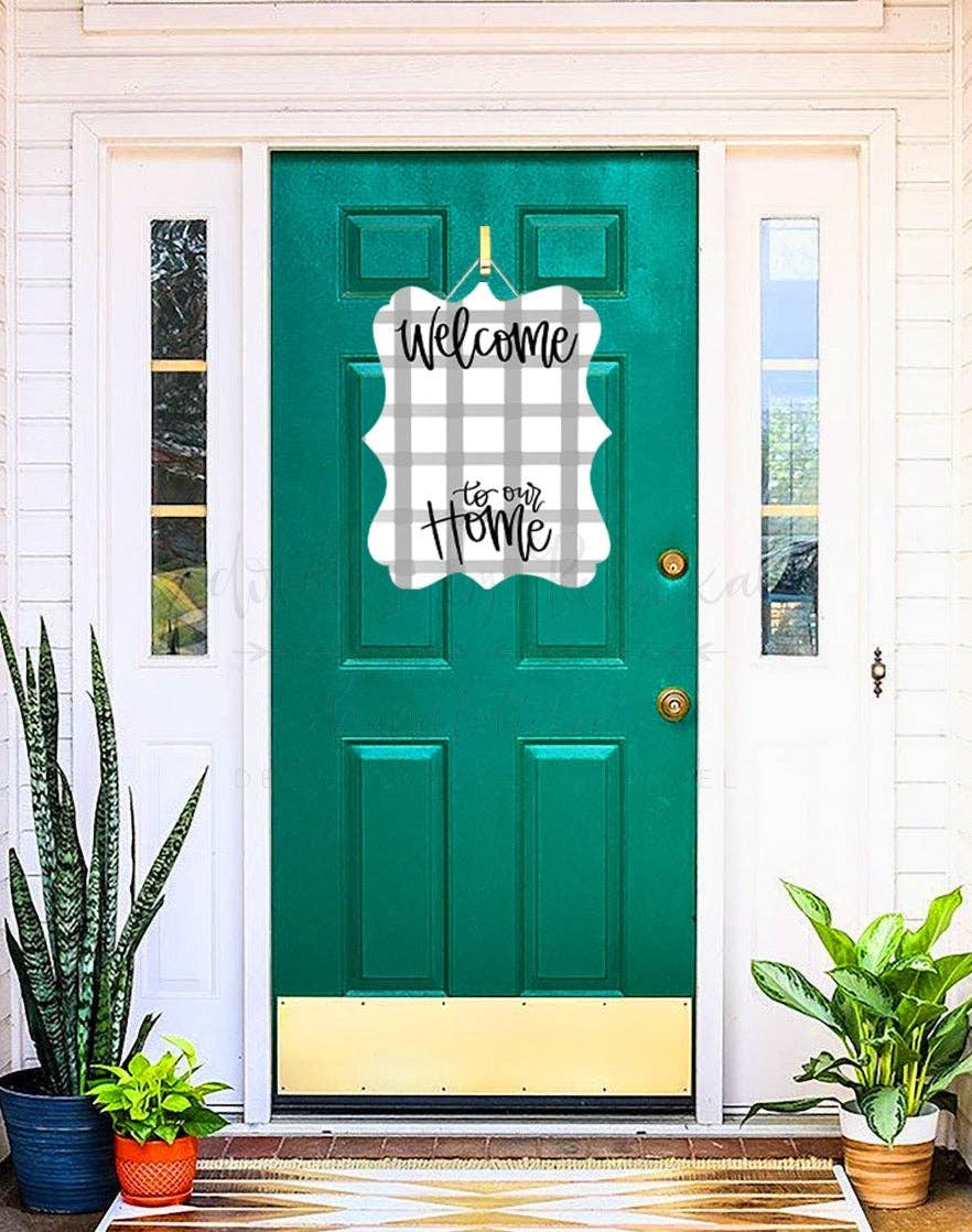 Doodles By Rebekah - Interchangeable Door Hangers for Attachments!: Quatrefoil (Gray Stripes)