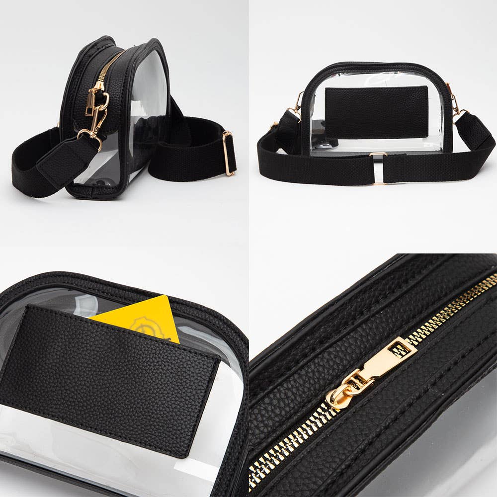 Crossbody Camera Bag: Clear,Orange
