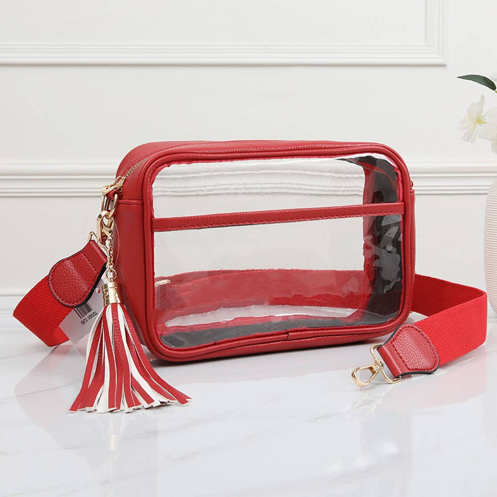 Transparent Rectangular Crossbody Bag: Clear,Navy