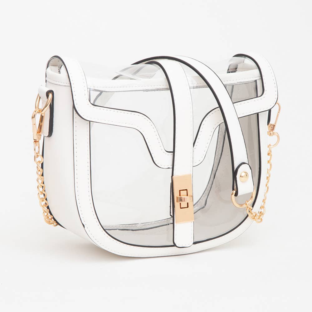 Clear Transparent Saddle Bag: Red