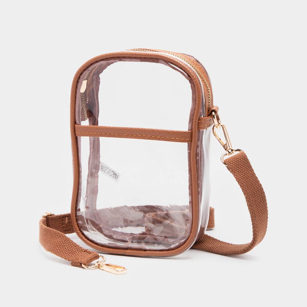 Clear Transparent Rectangle Crossbody Bag: Red