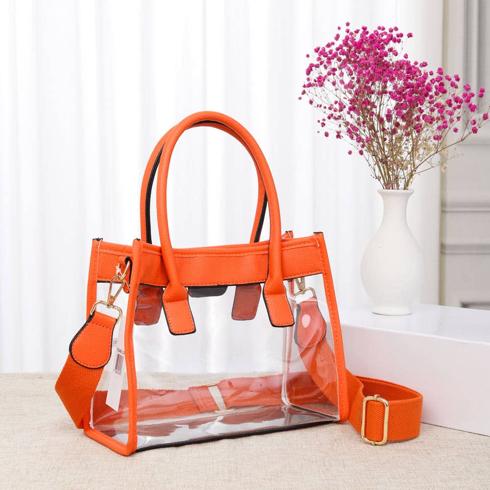 Clear Tote / Crossbody Bag: Royal Blue