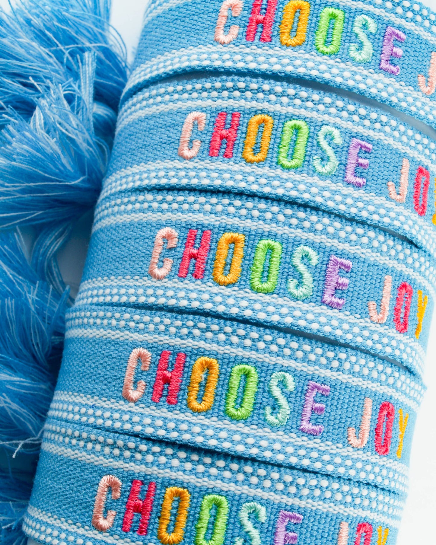 Cleary Lane - Colorful Embroidered Bracelets: Hot Pink | Be Kind