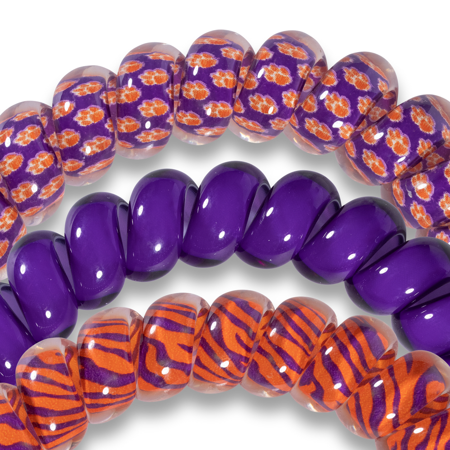 TELETIES - Spiral Hair Coils | Large | Clemson University Hair Ties