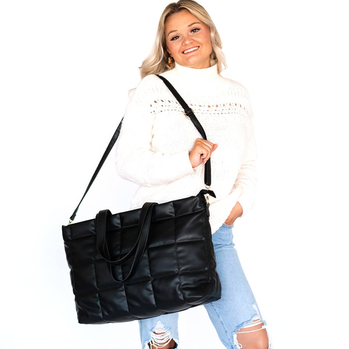 Viv&Lou - Black Parker Puffy Tote