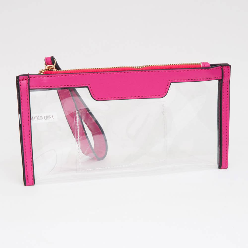 Clear Flap Wristlet Pouch / Clutch Bag: White